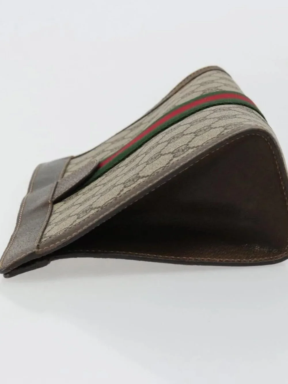 GUCCI GG Supreme Web Sherry Line Clutch Bag PVC Beige 67 014 2125 Auth BA13385